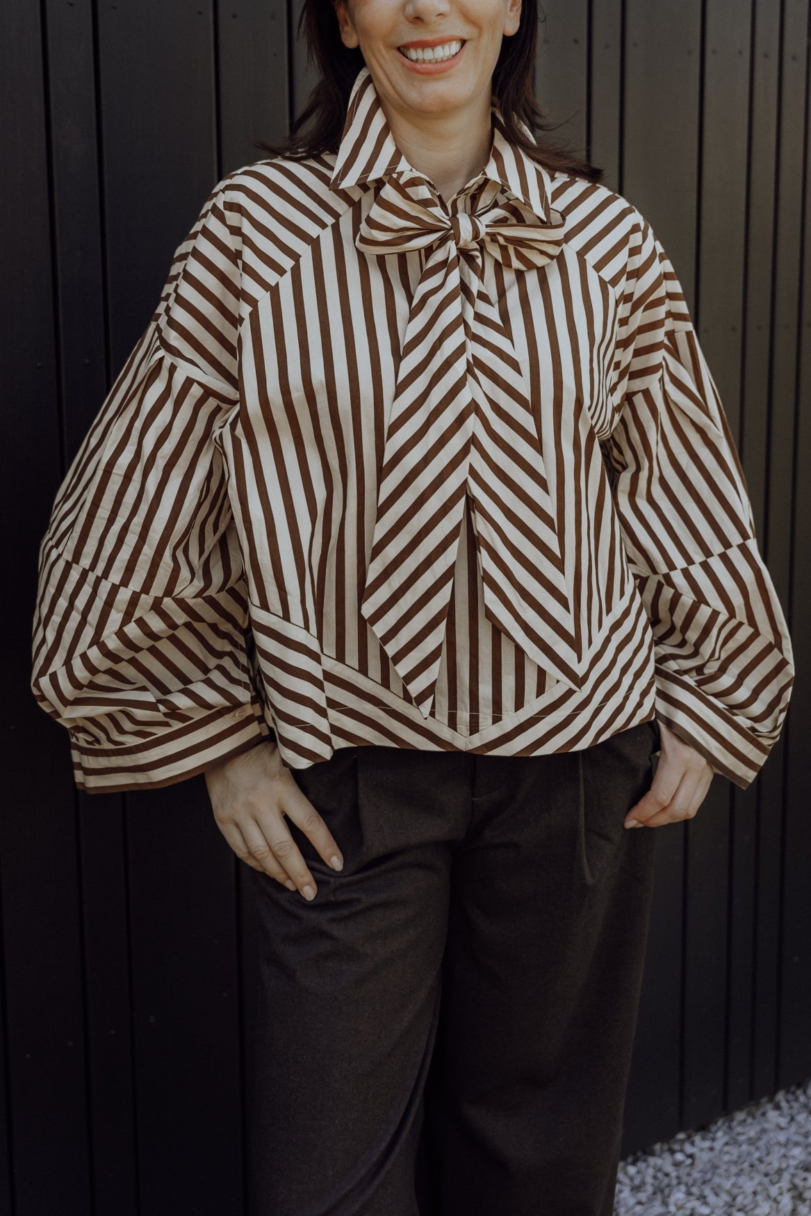AIMEE THE LABEL OsloW6 blouse-Brown stripe