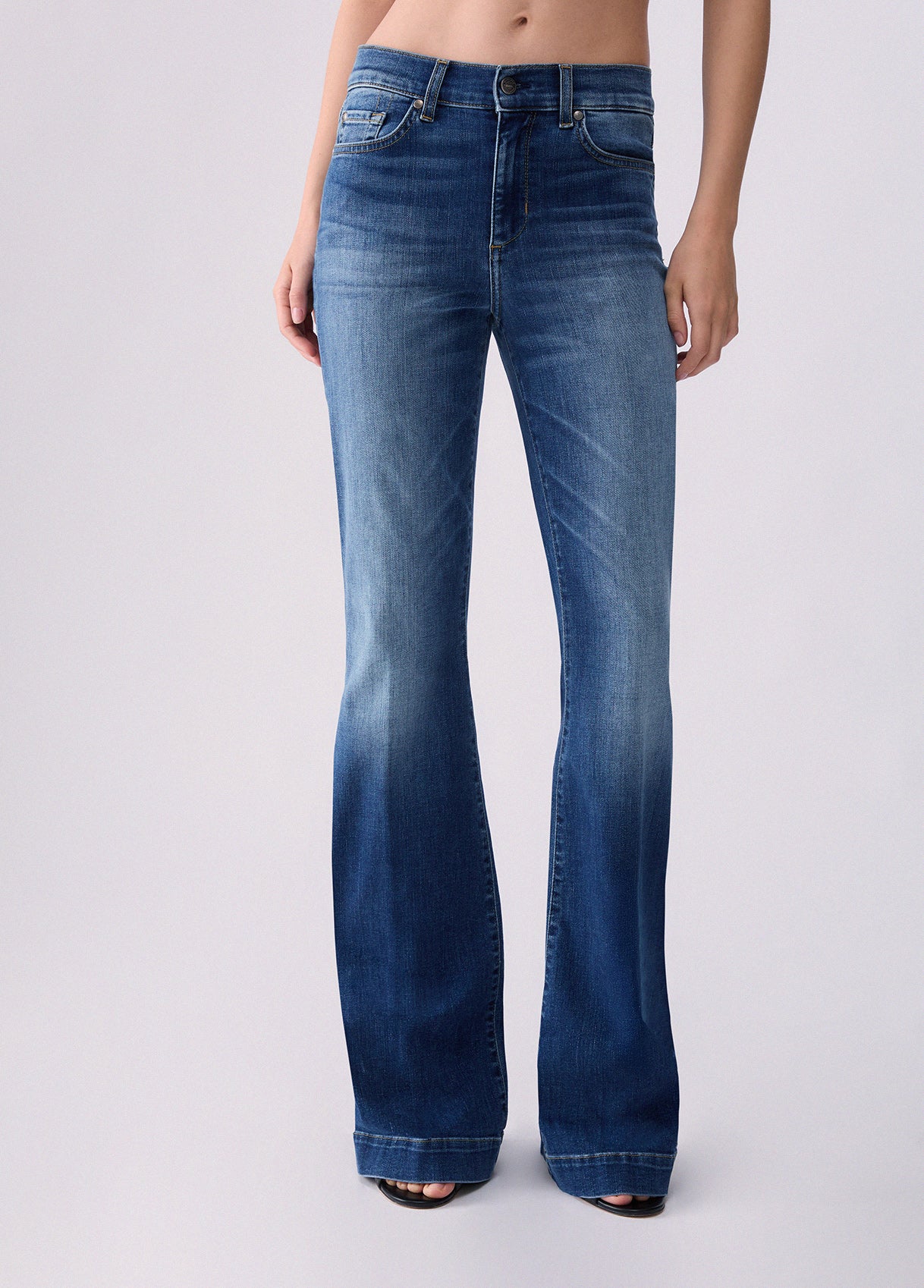 LIU JO UF6061DS081 Ecs Pant Auth Beat uitlopende jeans met stras