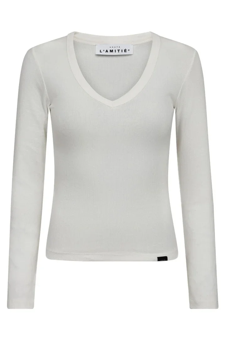 HAUTE L'AMITIE HL10822 Deep V LS Rib Tee