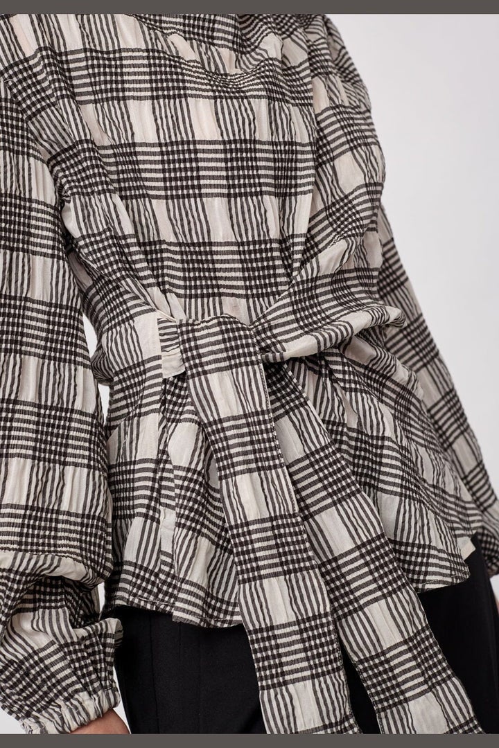 CO'COUTURE 500380 ChandlerCC CheckTie Blouse