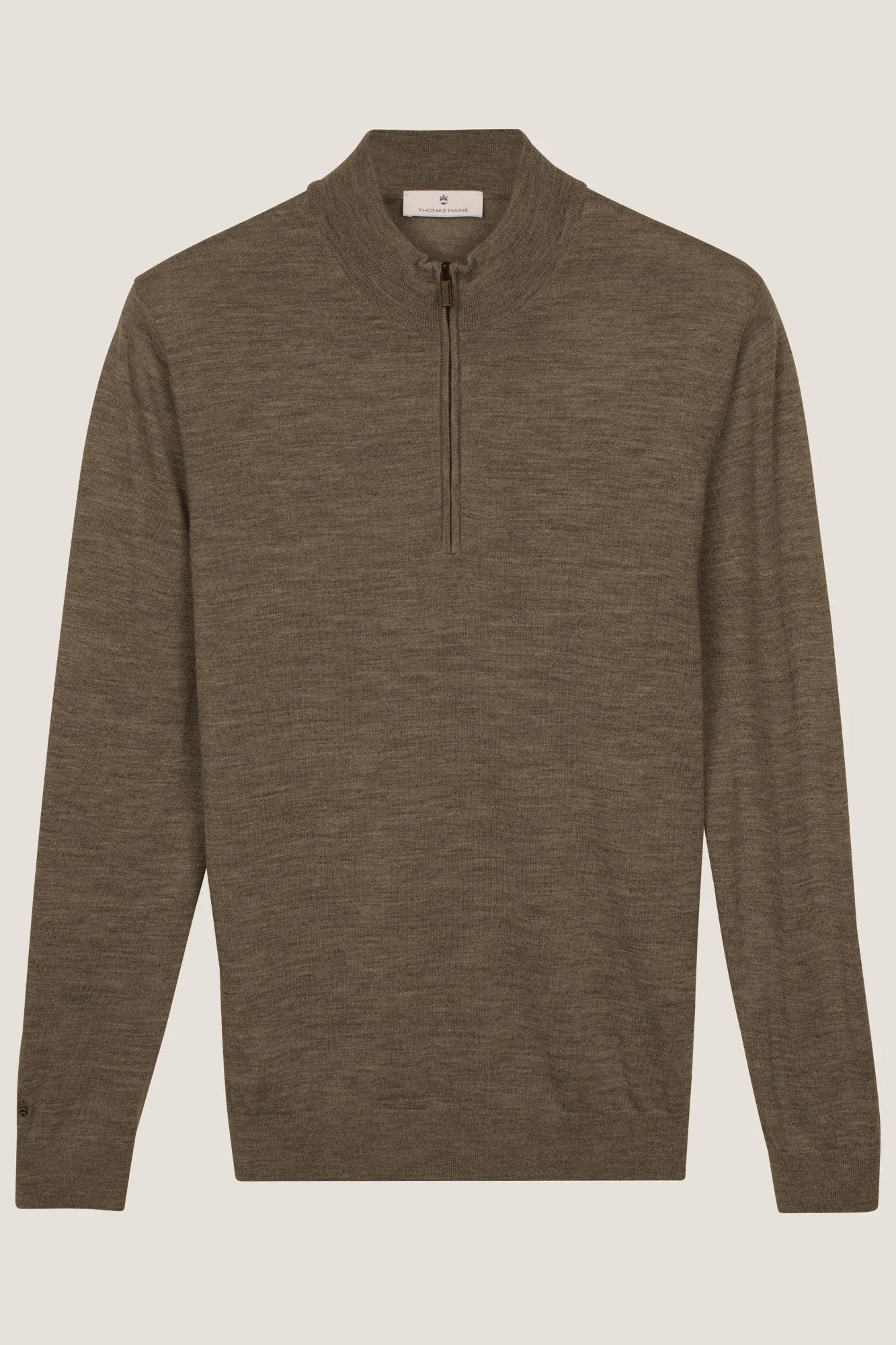 THOMAS MAINE 6284TM100 1/2 Zip up taupe melange