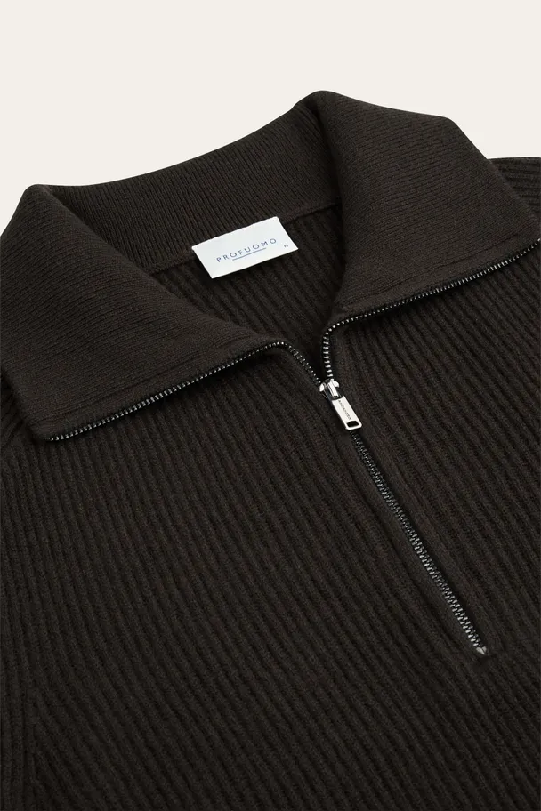 PROFUOMO PPXJ30058F Donkerbruine pullover half zip