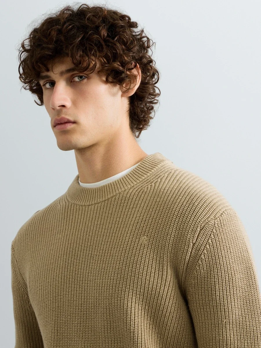 REPLAY UK00AY.000.7246X rib knit cotton pullover-sand