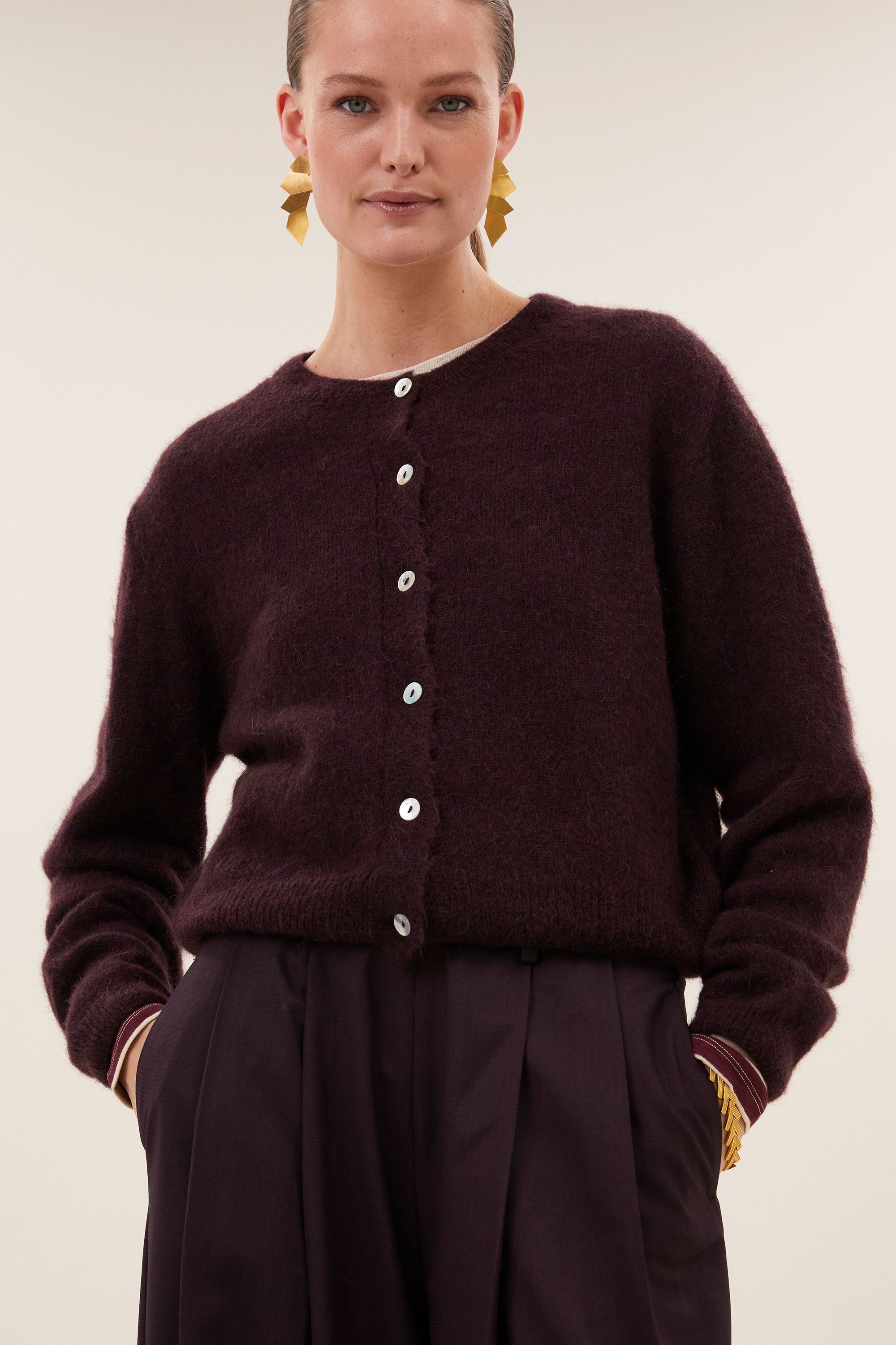 BY-BAR 26414007 cleo cardigan-deep wine