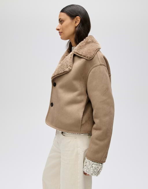 OPUS 10634513596475 Hafira Omkeerbare jas in shearling-look