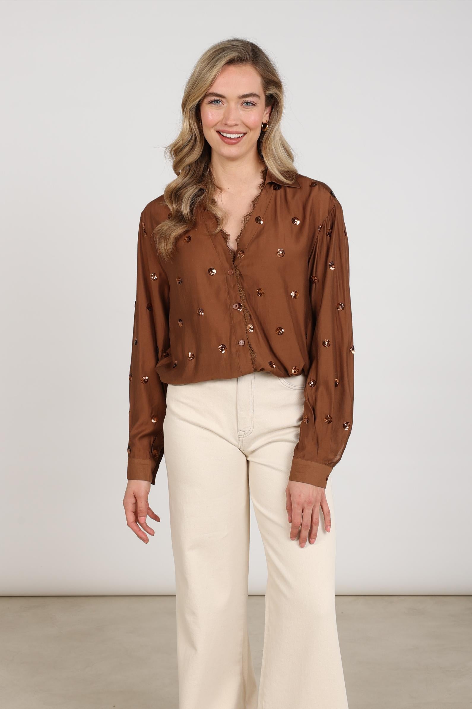 NUKUS NKF02160 Anika Blouse Paillet-espresso