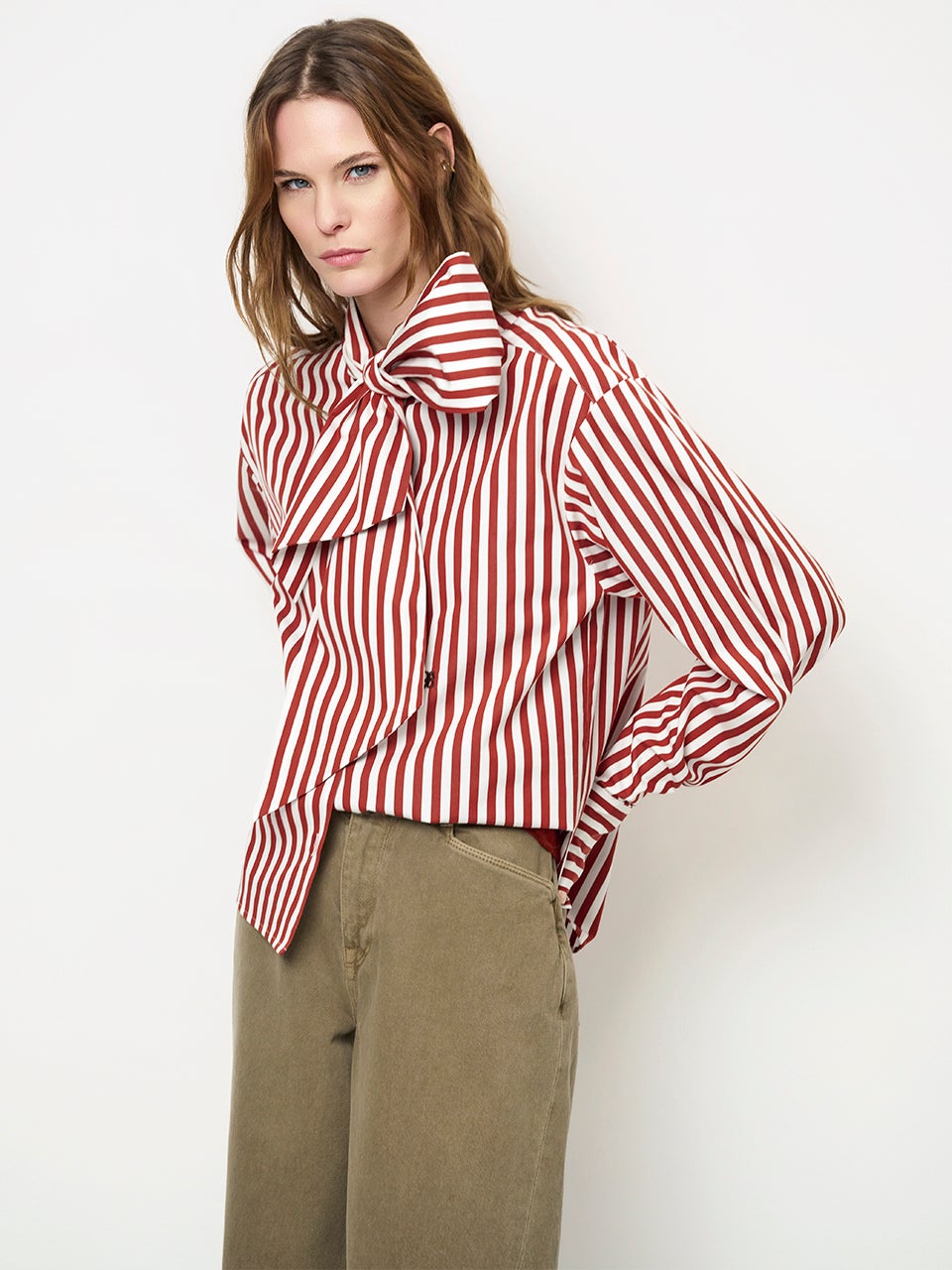 DANTE 6 263182 Ivez Bowstripe Blouse strikblouse oranje