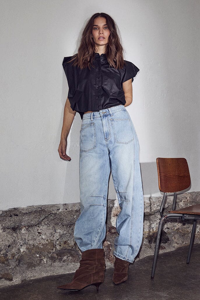 HAUTE L'AMITIE HL10739 Barrel FrontPocket Tall Jeans
