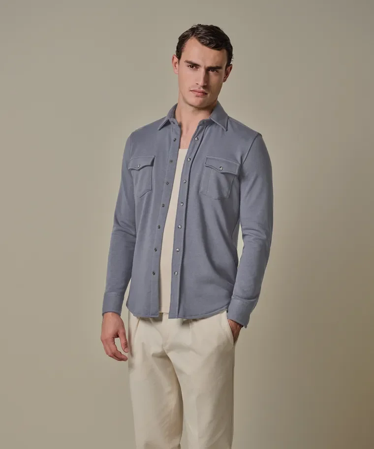 PROFUOMO PPXF10001I French Terry Overshirt Western-M.Blue