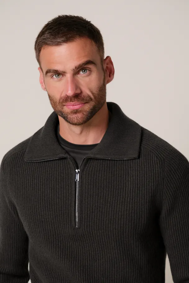 PROFUOMO PPXJ30058F Donkerbruine pullover half zip