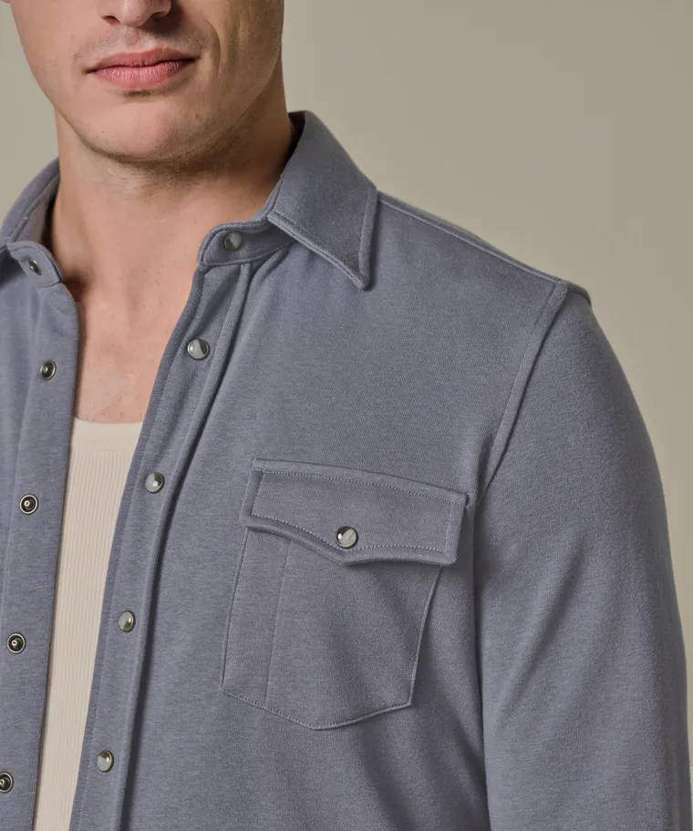 PROFUOMO PPXF10001I French Terry Overshirt Western-M.Blue