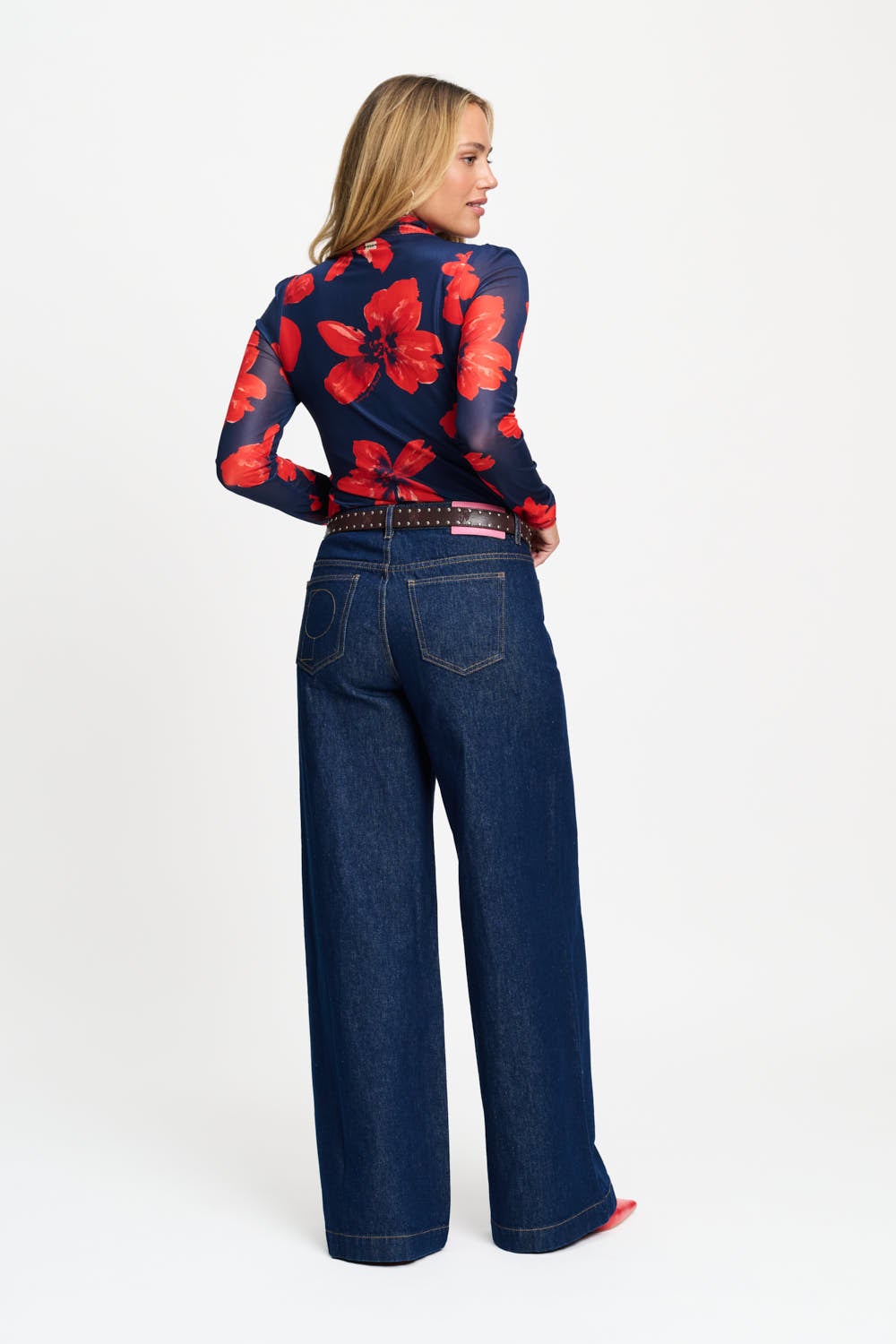 POM SP9833 TURTLENECK - ROMI MESH BLOOM ROUGE