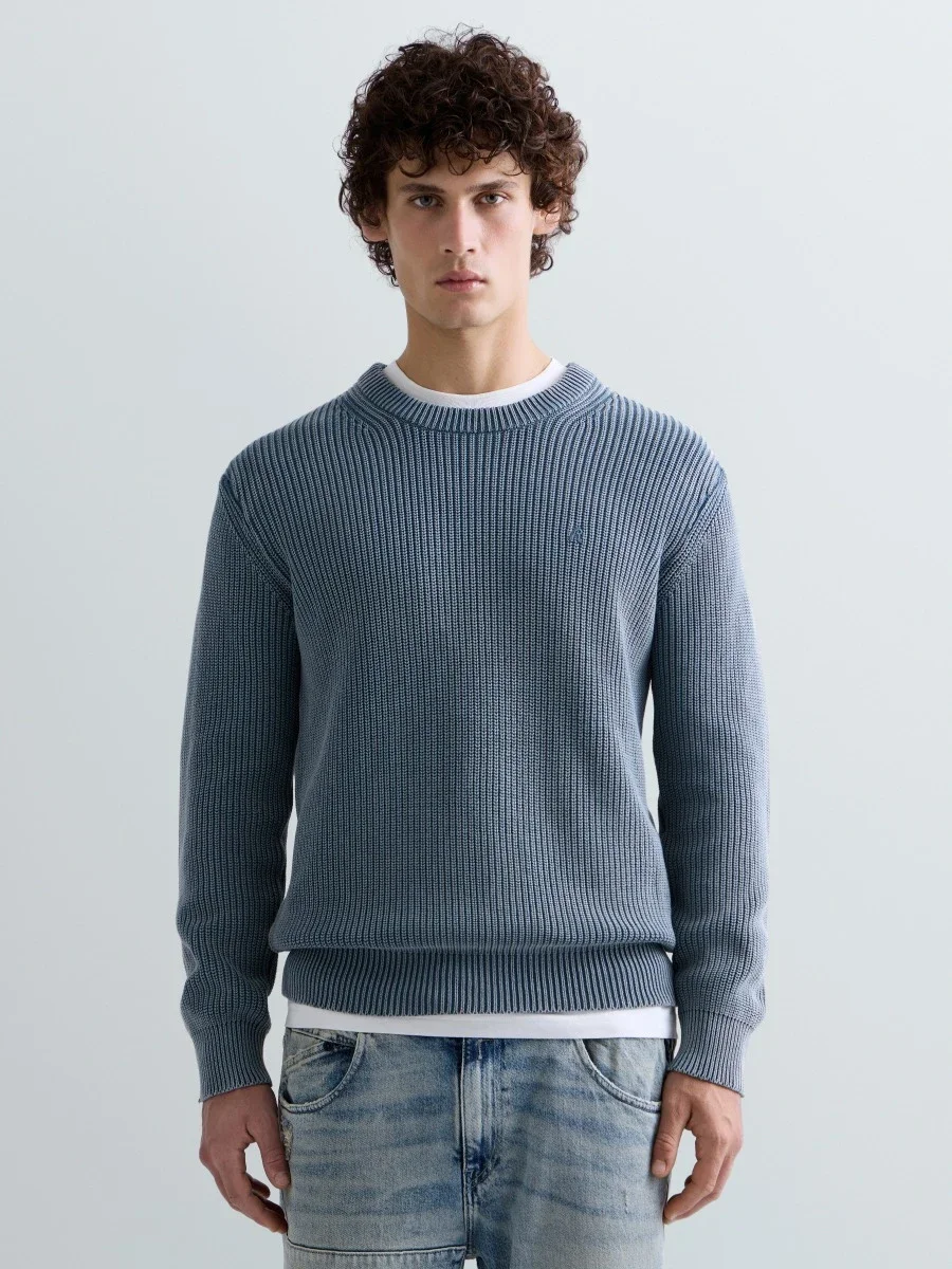 REPLAY UK00AS.000.7246IG rib knit cotton pullover-china blue