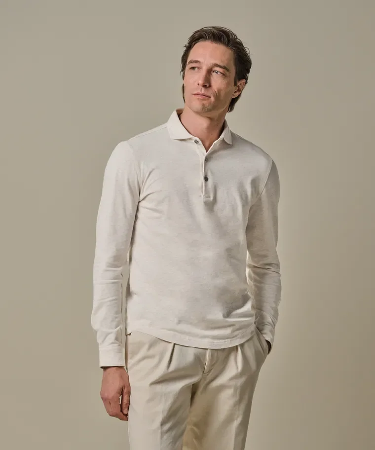 PROFUOMO PP2J00001C Single Jersey POLO LONGSLEEVE-Beige Melange
