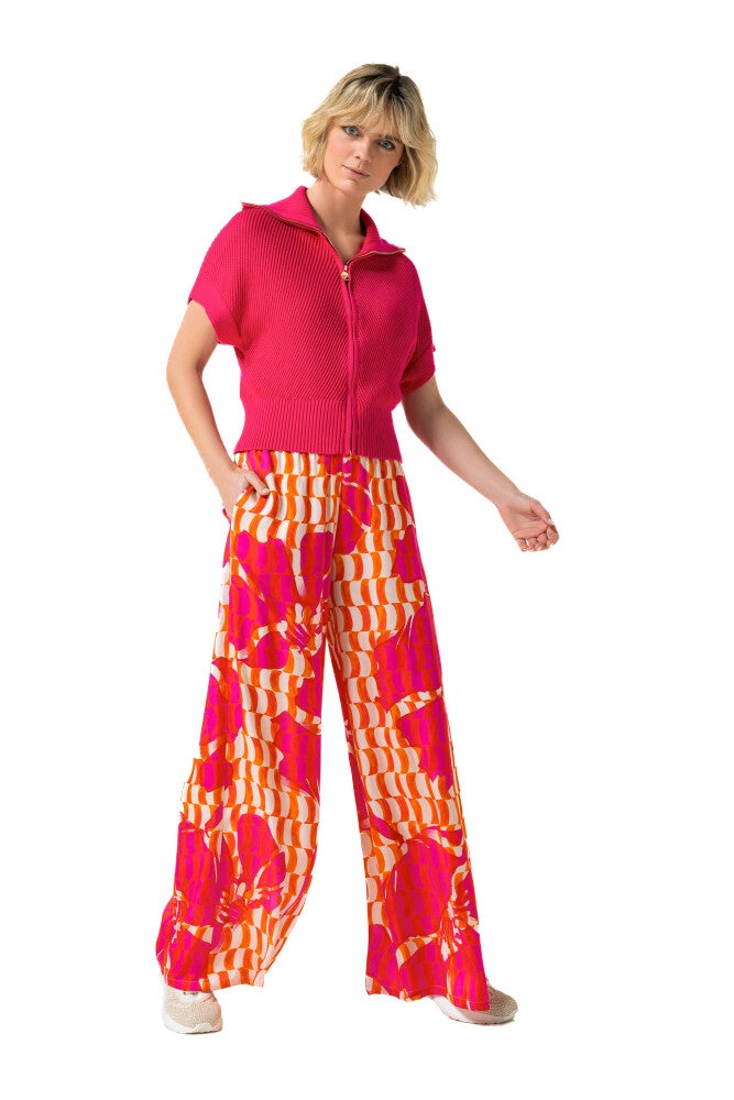 CarolineBiss 1557/79 (05) Palazzo broek met grafische print