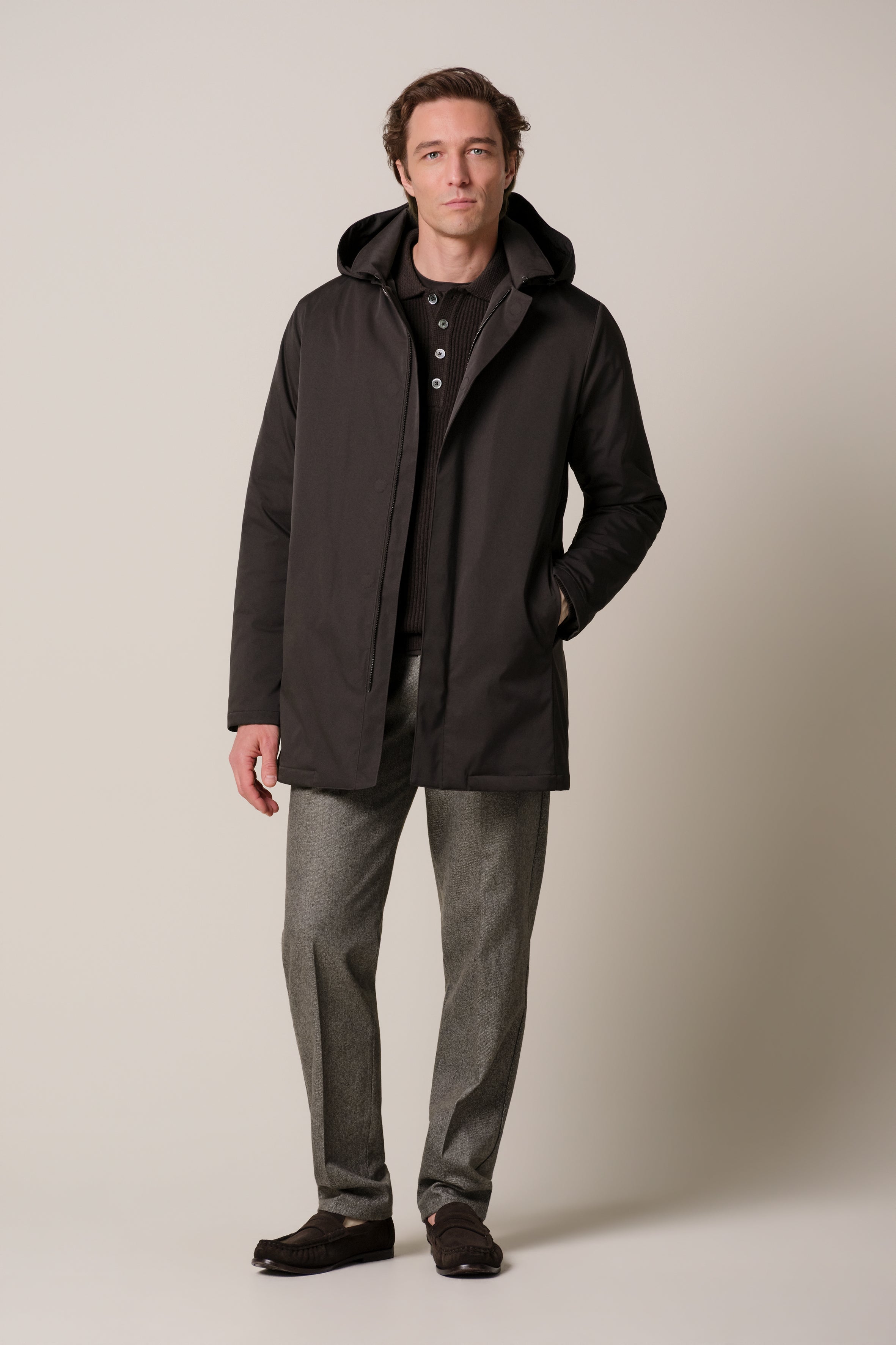PROFUOMO Donkerbruine regenjas PPXU30002C