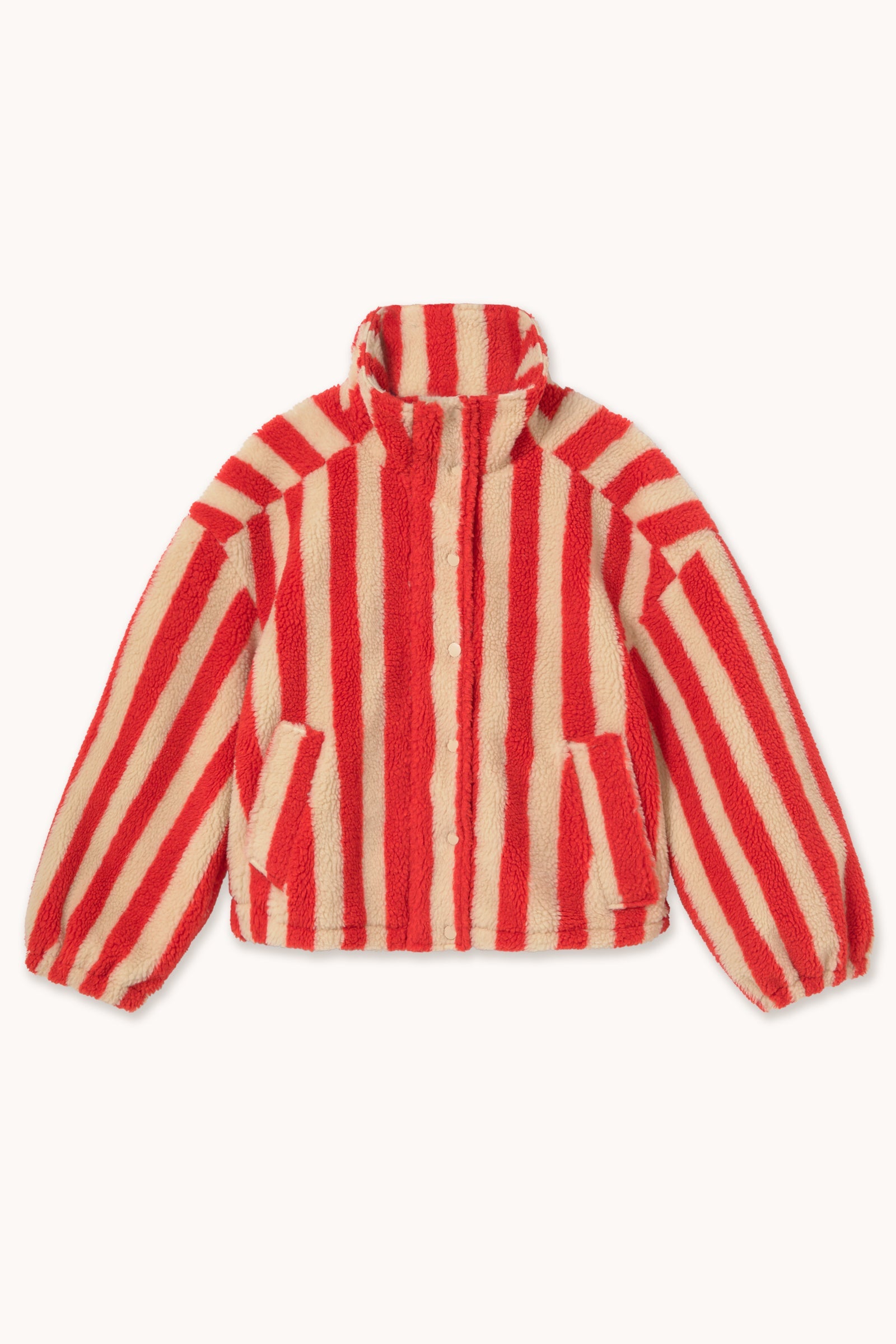 THE TINY BIG SISTER AW26-653 WIDE STRIPES SHERPA JACKET