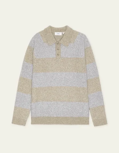 LES DEUX 1002189 STRIPED MELANGE gebreide polo - light sand