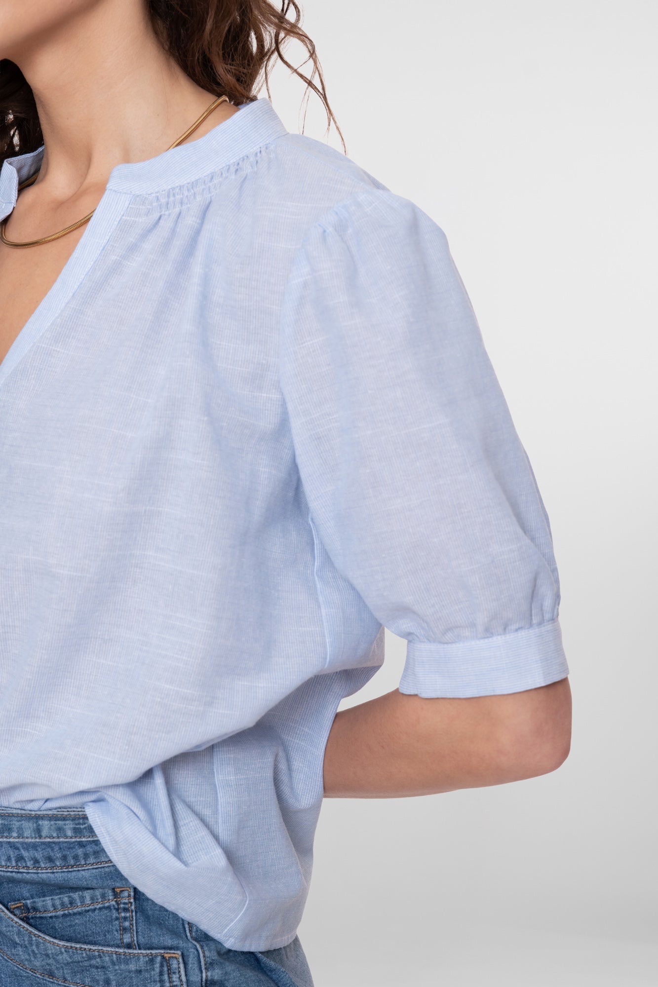 GEISHA Top linnen look met subtiele pofmouw 63055-14