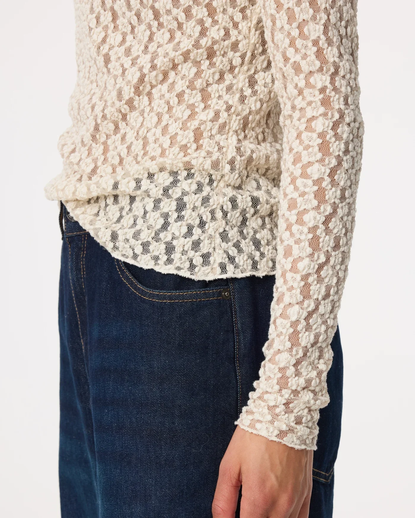 KNIT-TED 262P118 Lacey Top - creme
