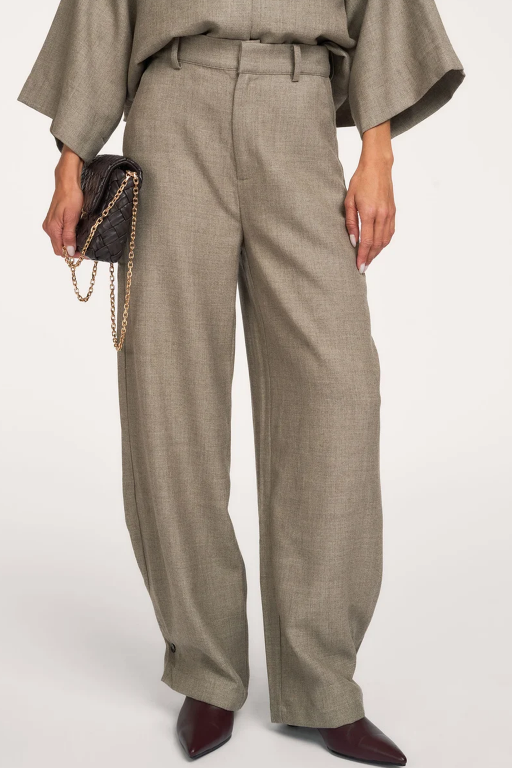 RUBY TUESDAY T607-1660 Clendis Tappered button detail pants - Slate grey