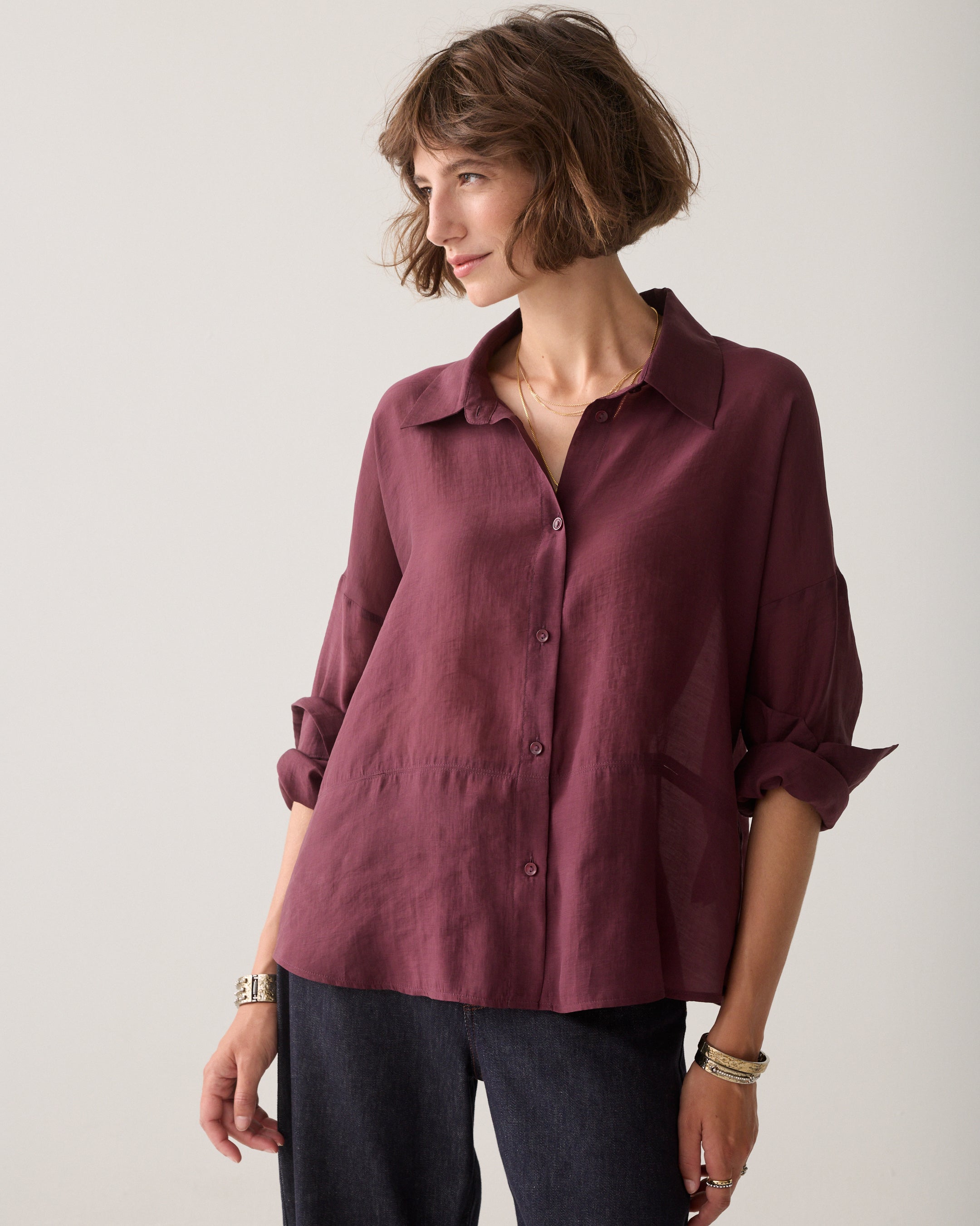 SUMMUM Wear-your-way blouse lyocell 2s3524-12492-Dark burgundy