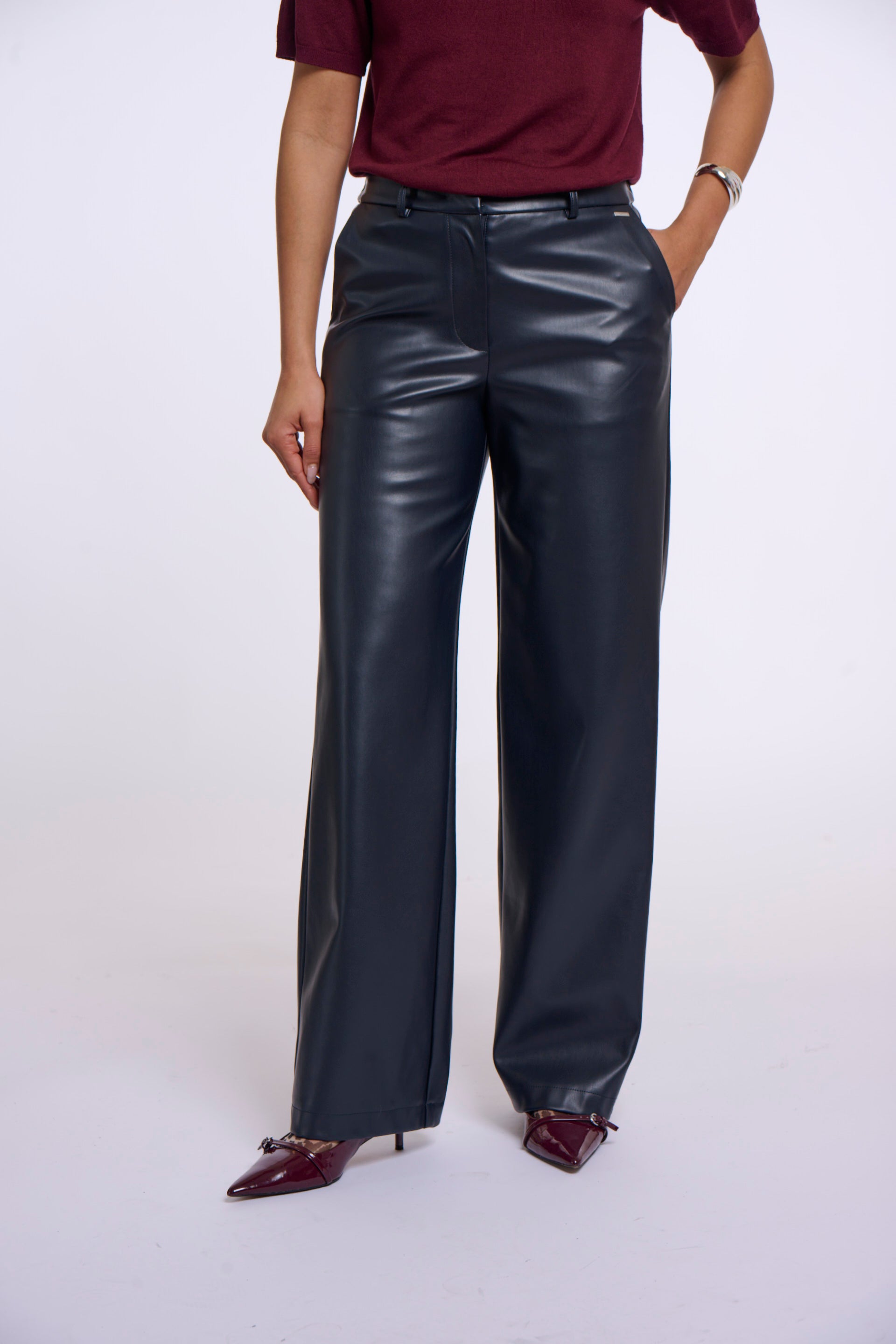 RINO & PELLE GeorginaRegular.7502611 faux leather pants-dark navy