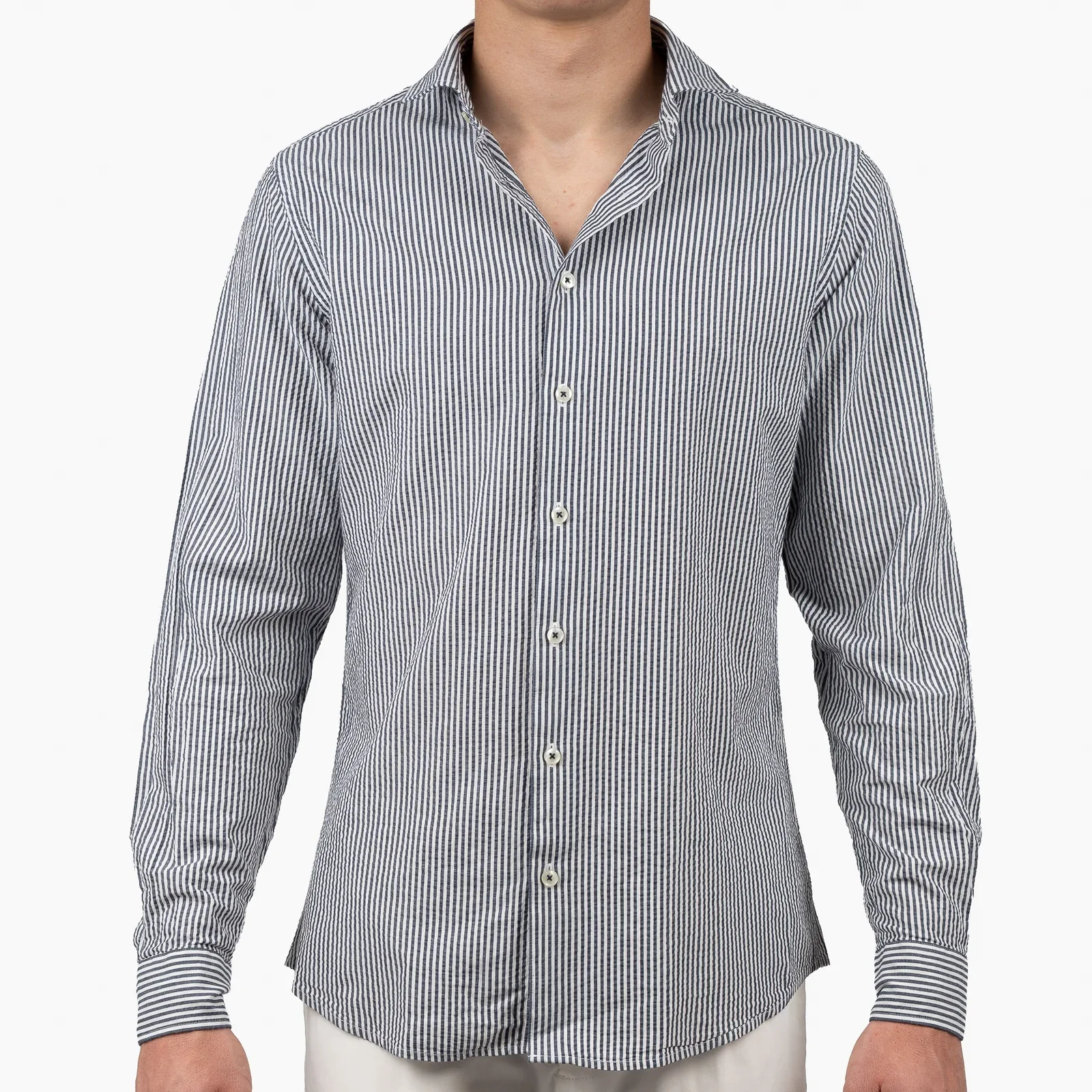 SEVEN DIALS SDL26107SA27 JACE Overhemd Seersucker Streep-navy