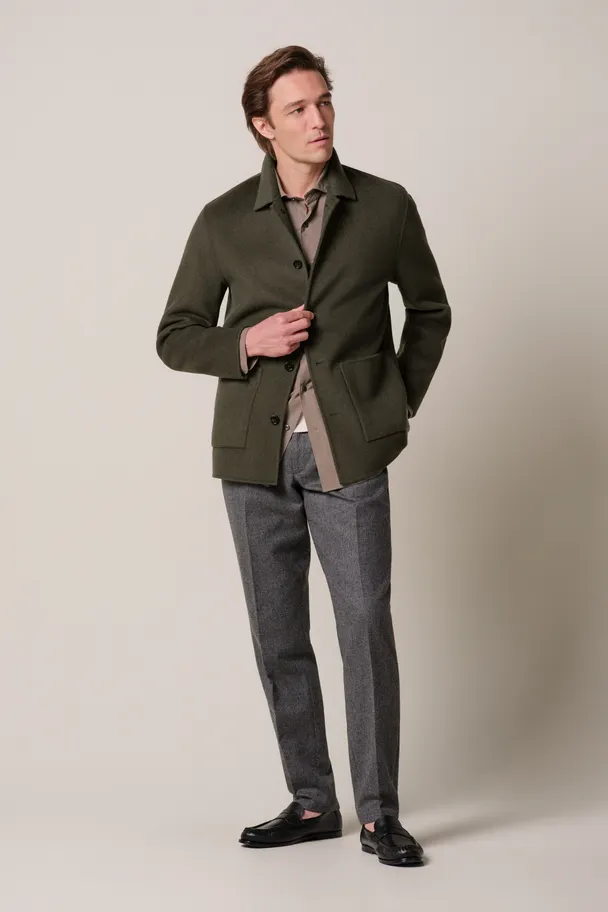 PROFUOMO PPXF30011G Groen wollen single layer overshirt