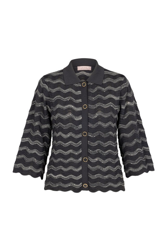 STUDIO ANNELOES 13402 Jacy sequins cardigan - antraciet