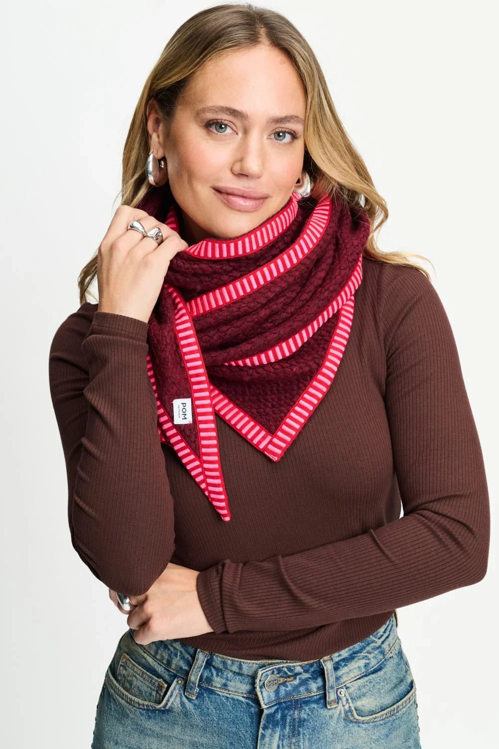 POM SP9707 SHAWL - Hero Burgundy red