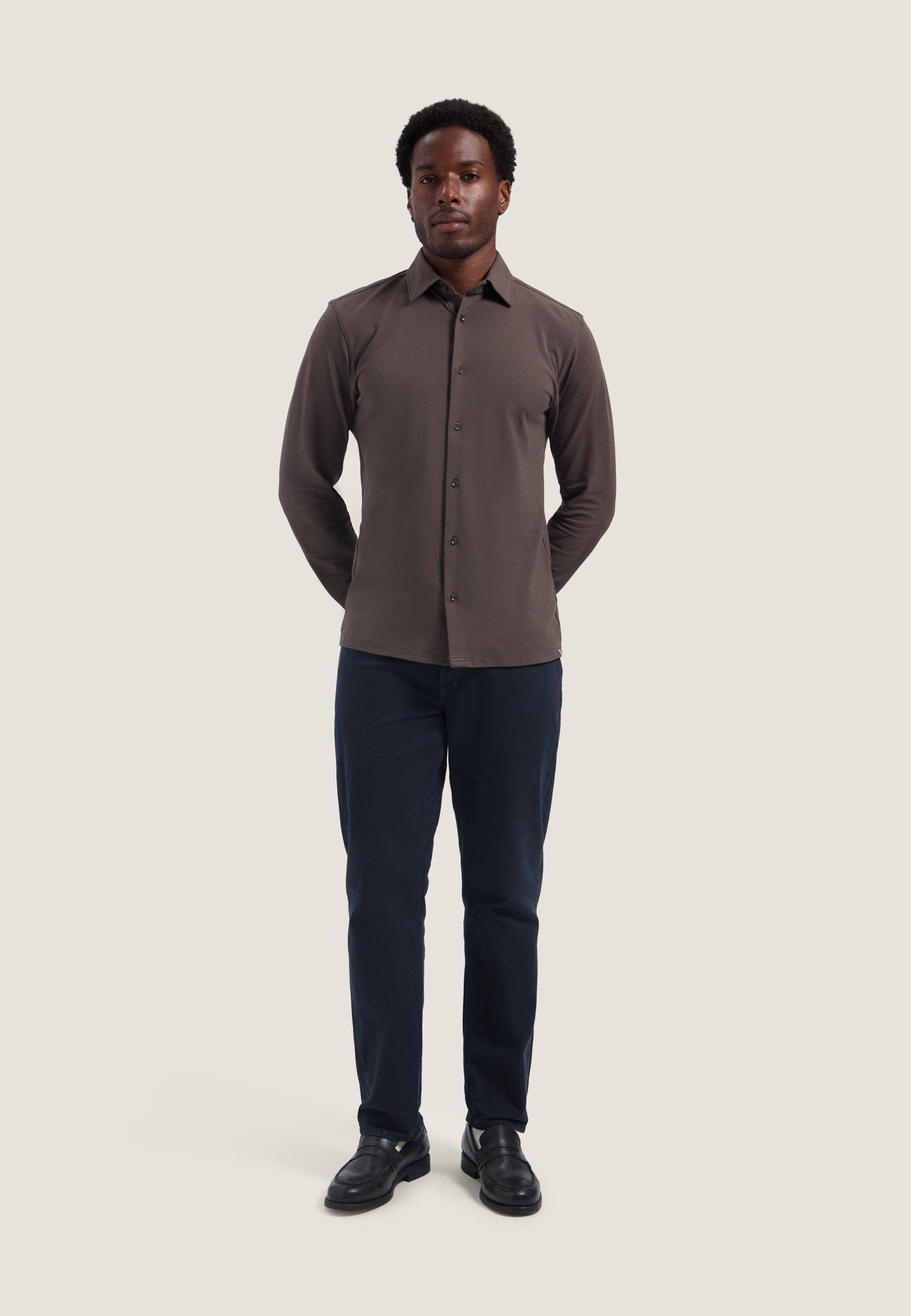 DESTREZZED 303995 BLAZE SHIRT-Dk. Brown