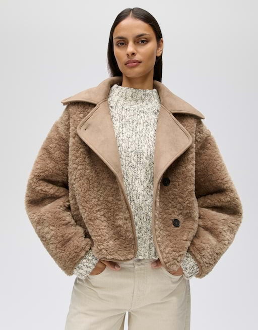OPUS 10634513596475 Hafira Omkeerbare jas in shearling-look