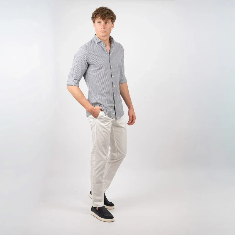 SEVEN DIALS SDL26107SA27 JACE Overhemd Seersucker Streep-navy