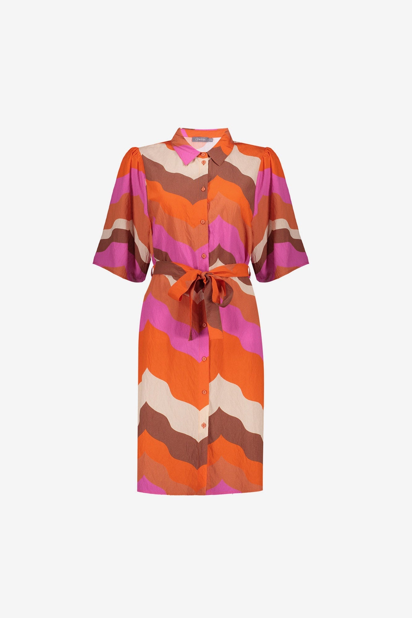 GEISHA Jurk met grafische waveprint en vlindermouwen 67103-20