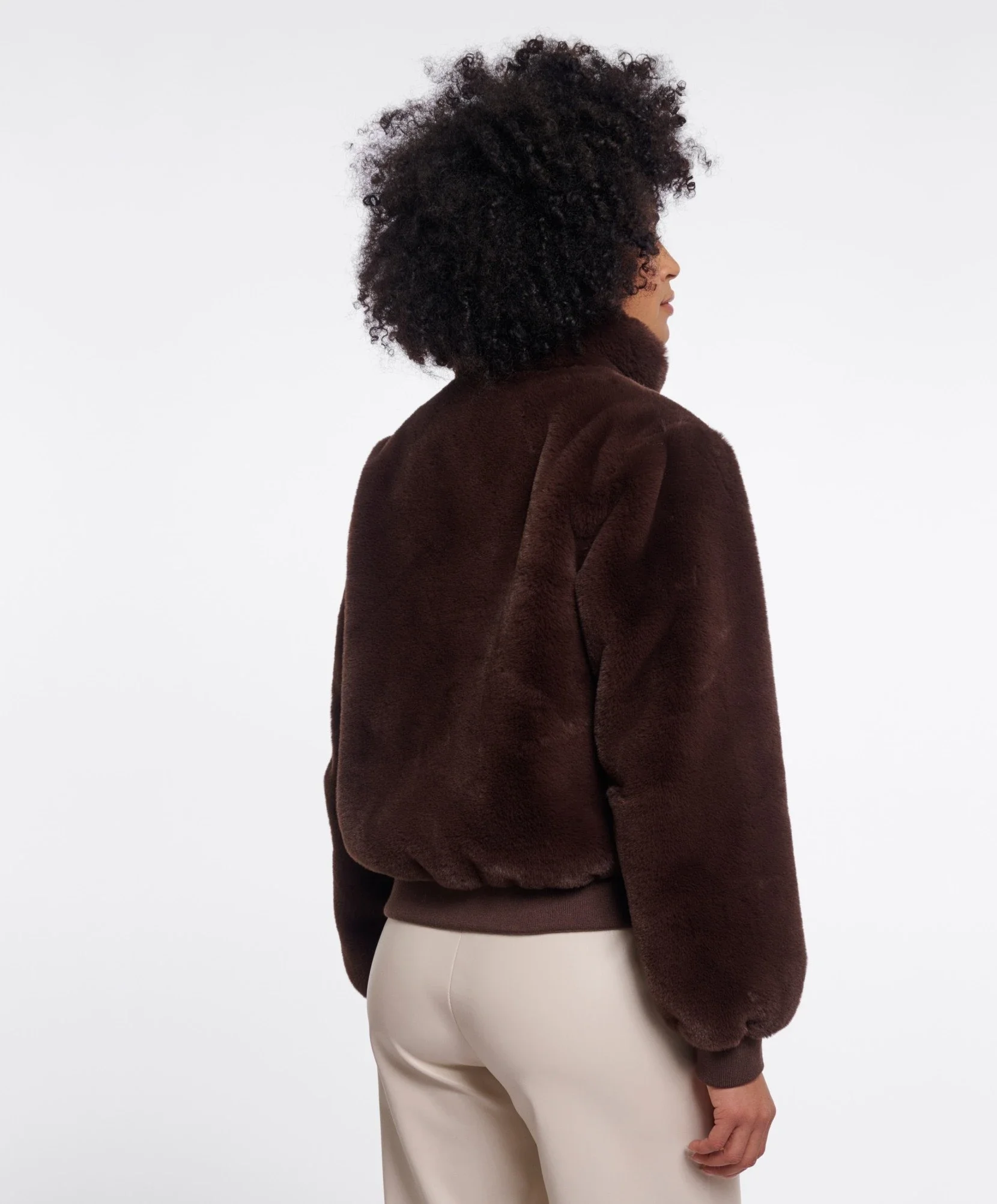 RINO & PELLE Ambra.7002611  Short faux fur jacket- coffee roast