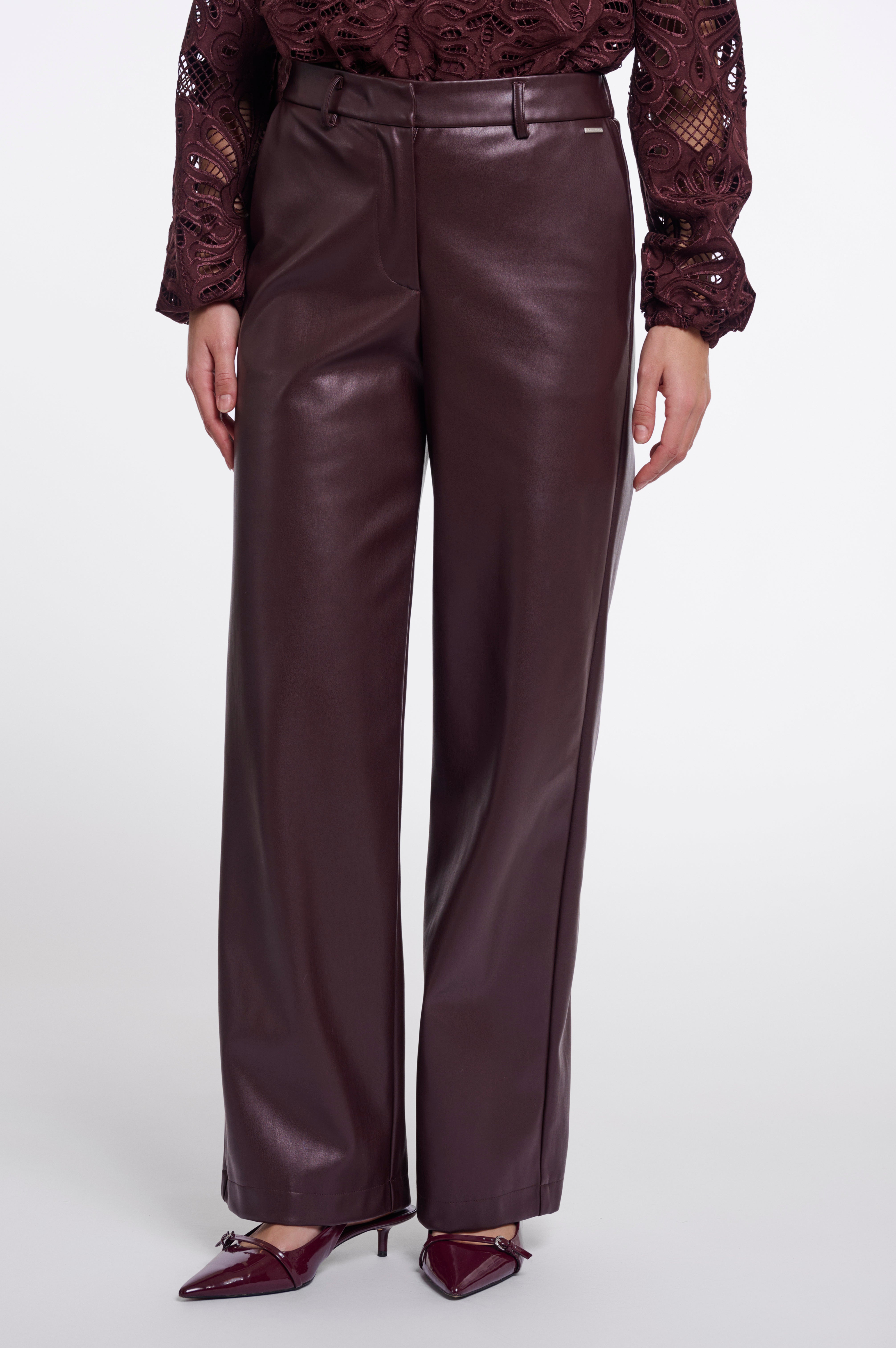 RINO & PELLE GeorginaRegular.7502611 faux leather pants-chocolate