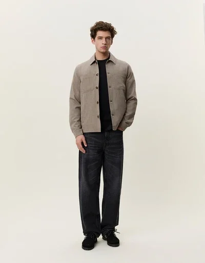LES DEUX 1002612 COMO HYBRID JACKET overshirt dark sand