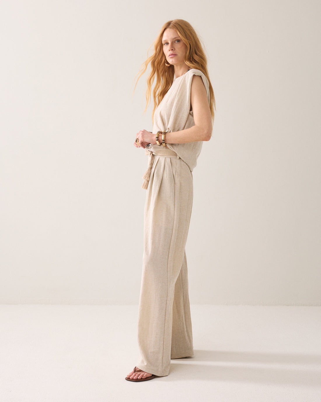 SUMMUM 4s2972-30761 Jersey broek linnenlook