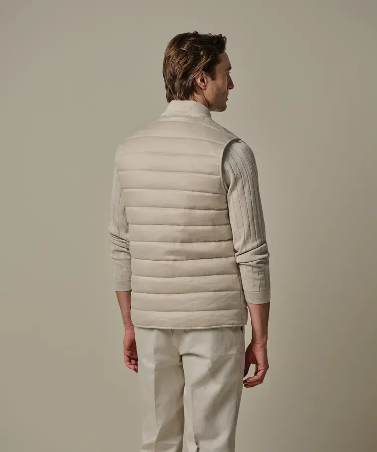PROFUOMO PPXU10006C Beige linnen katoen bodywarmer