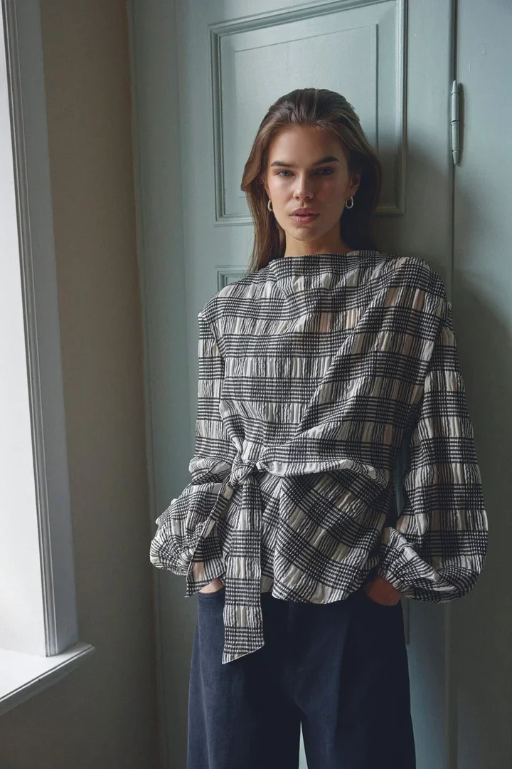 CO'COUTURE 500380 ChandlerCC CheckTie Blouse