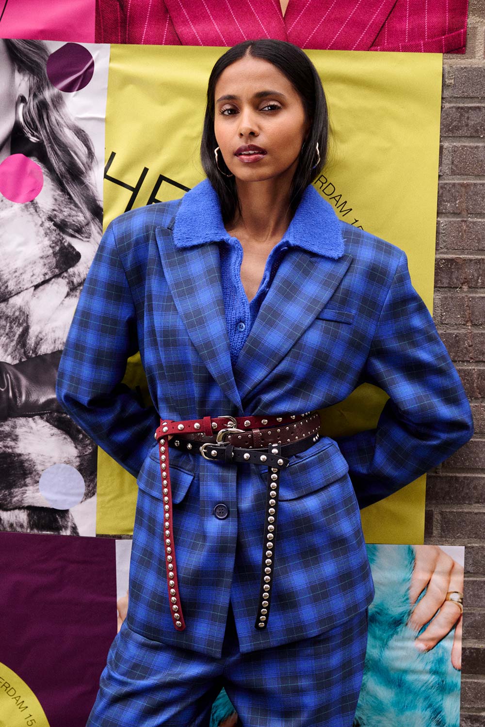 POM SP9787 BLAZER - Laurie Check Blue