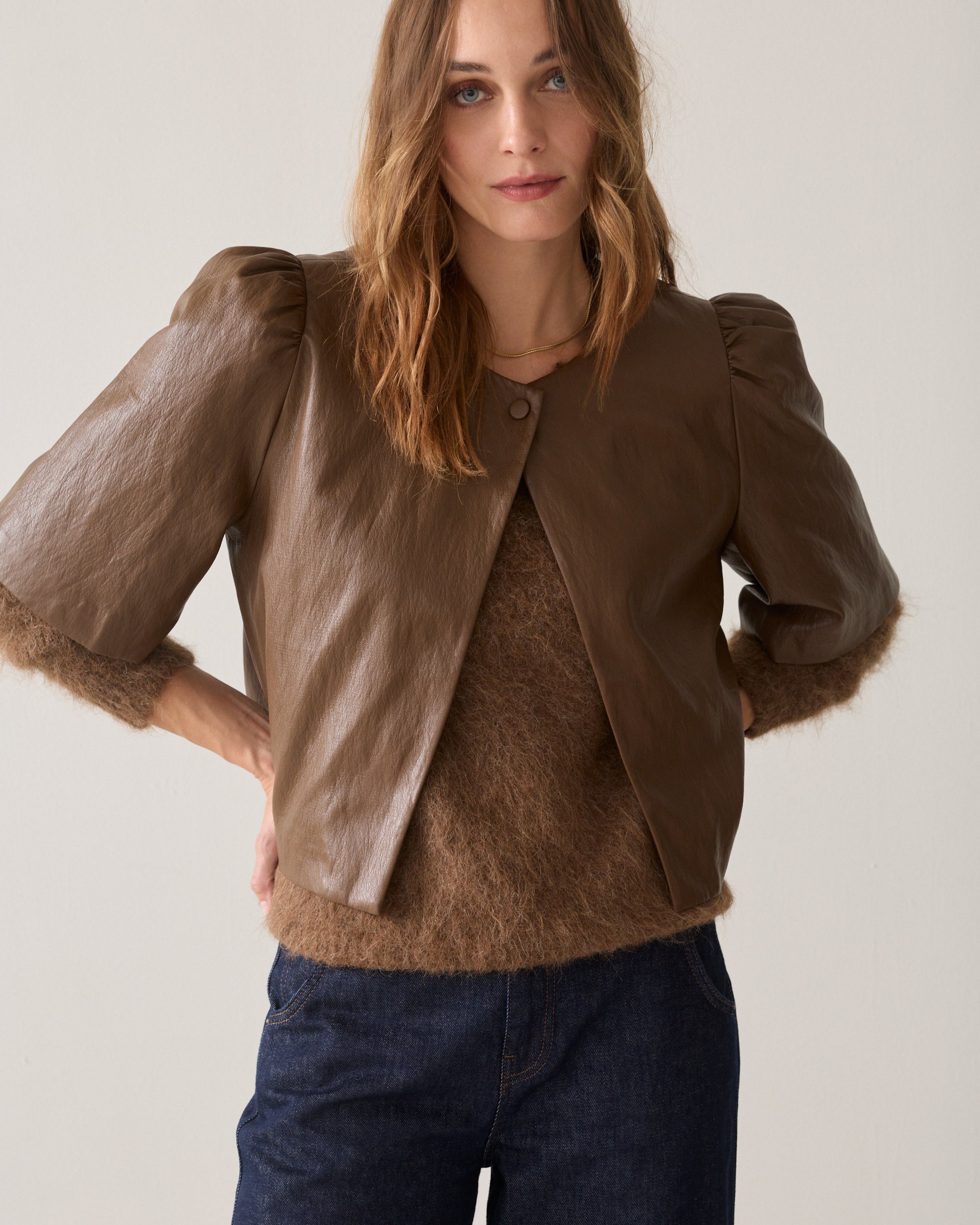 SUMMUM Blousejasje faux leather 2s3578-12526