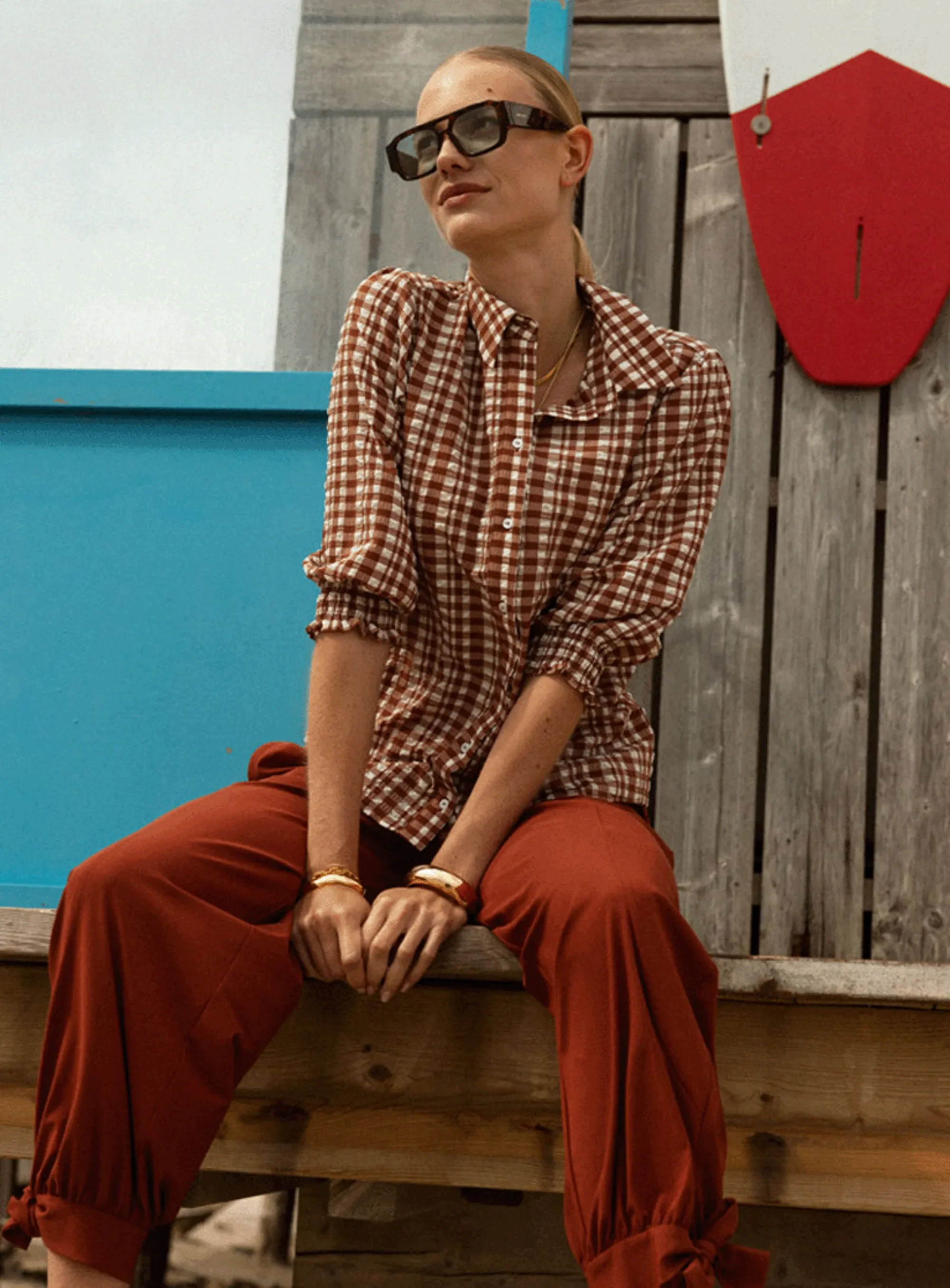 STUDIO ANNELOES 14024 Yentill check blouse