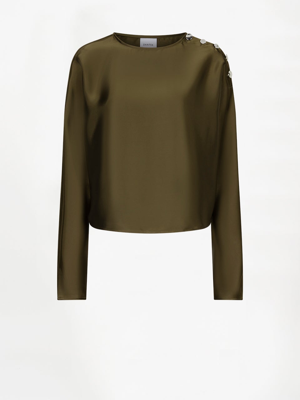 DANTE 6 263186 Leiva Satin Button Top satijnen top olijfgroen