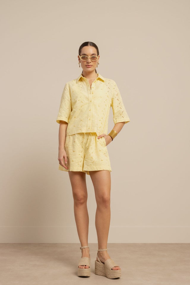 STUDIO ANNELOES 13870 Nyra broderie blouse-butter yellow