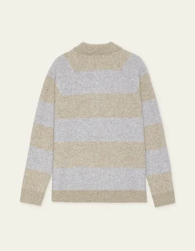 LES DEUX 1002189 STRIPED MELANGE gebreide polo - light sand