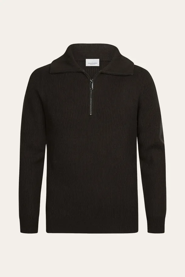PROFUOMO PPXJ30058F Donkerbruine pullover half zip