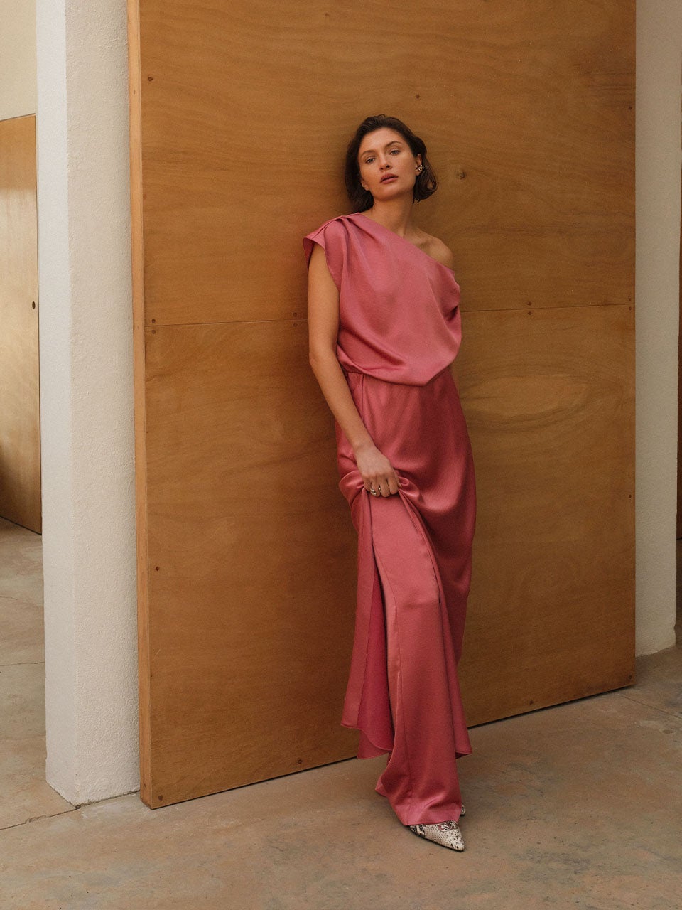 DANTE 06 261305 Epic Offshoulder Satin Maxi Dress