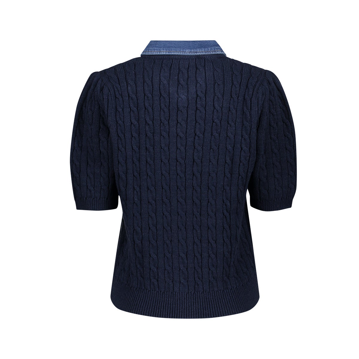 GEISHA 64507-10 CARDIGAN MET DENIM KRAAG-navy/denim